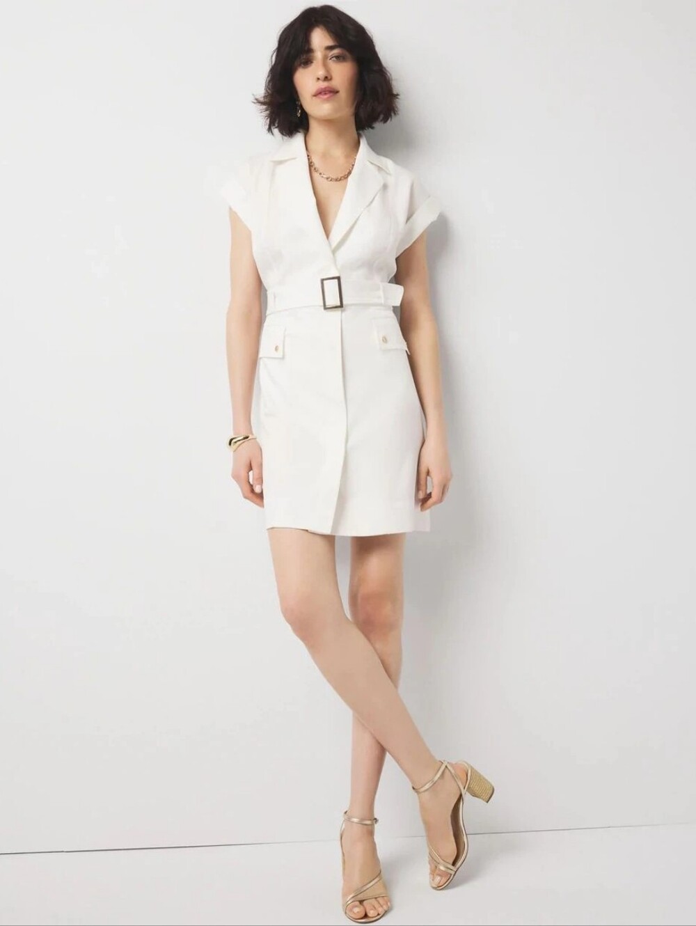WHBM: White Tailored Blazer Cargo Shirt Dress Belted
